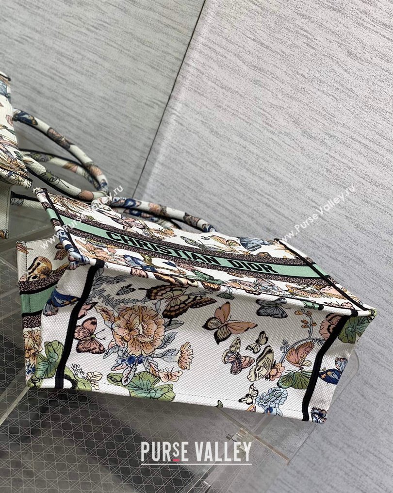 Dior Medium Book Tote Bag in White Multicolor Toile de Jouy Mexico Embroidery (XXG-23112018)