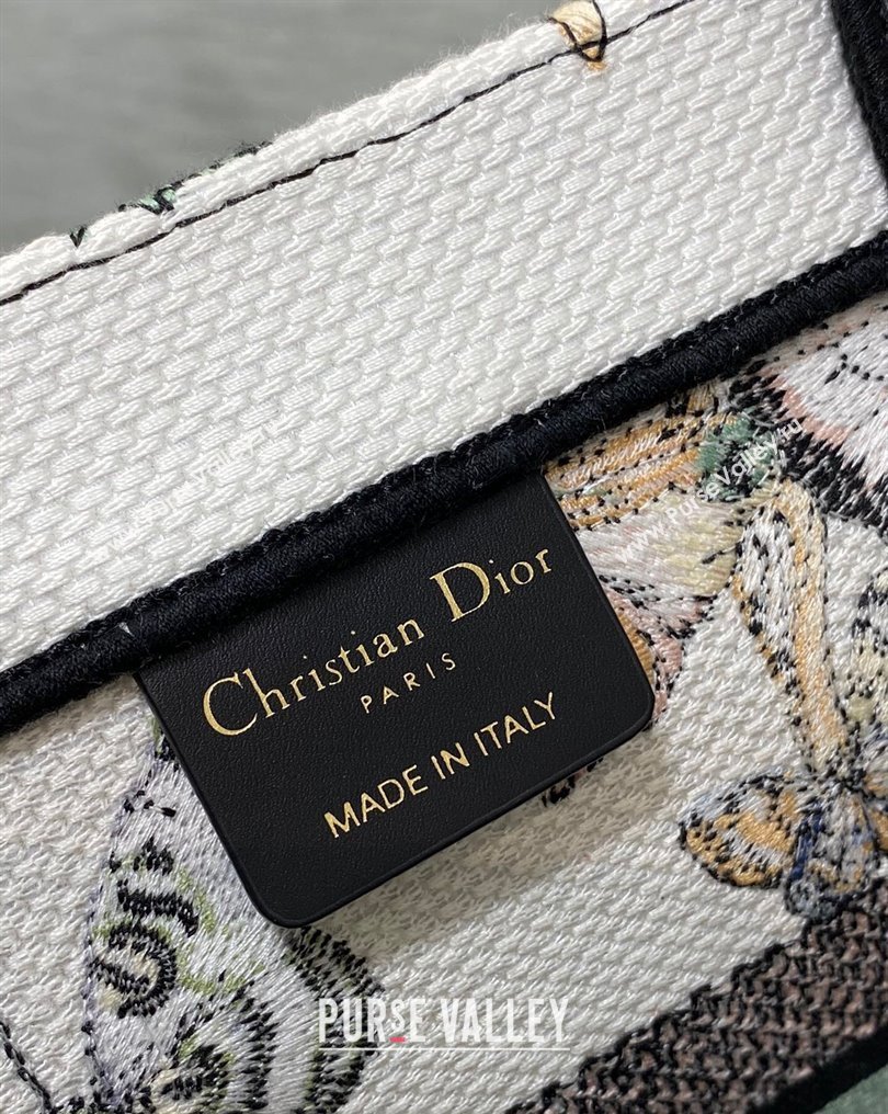 Dior Medium Book Tote Bag in White Multicolor Toile de Jouy Mexico Embroidery (XXG-23112018)