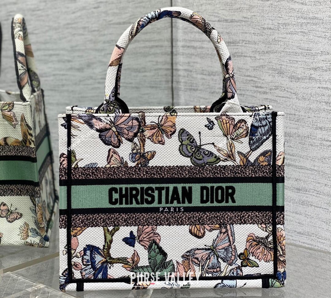 Dior Small Book Tote Bag in White Multicolor Toile de Jouy Mexico Embroidery (XXG-23112019)
