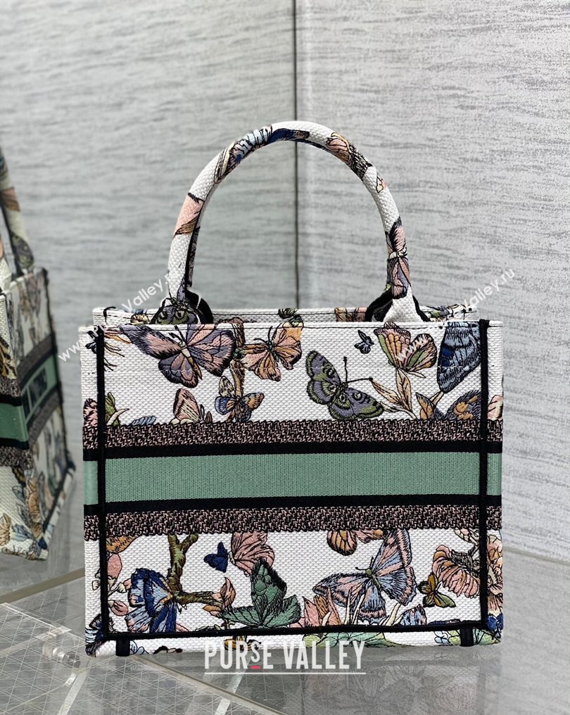 Dior Small Book Tote Bag in White Multicolor Toile de Jouy Mexico Embroidery (XXG-23112019)