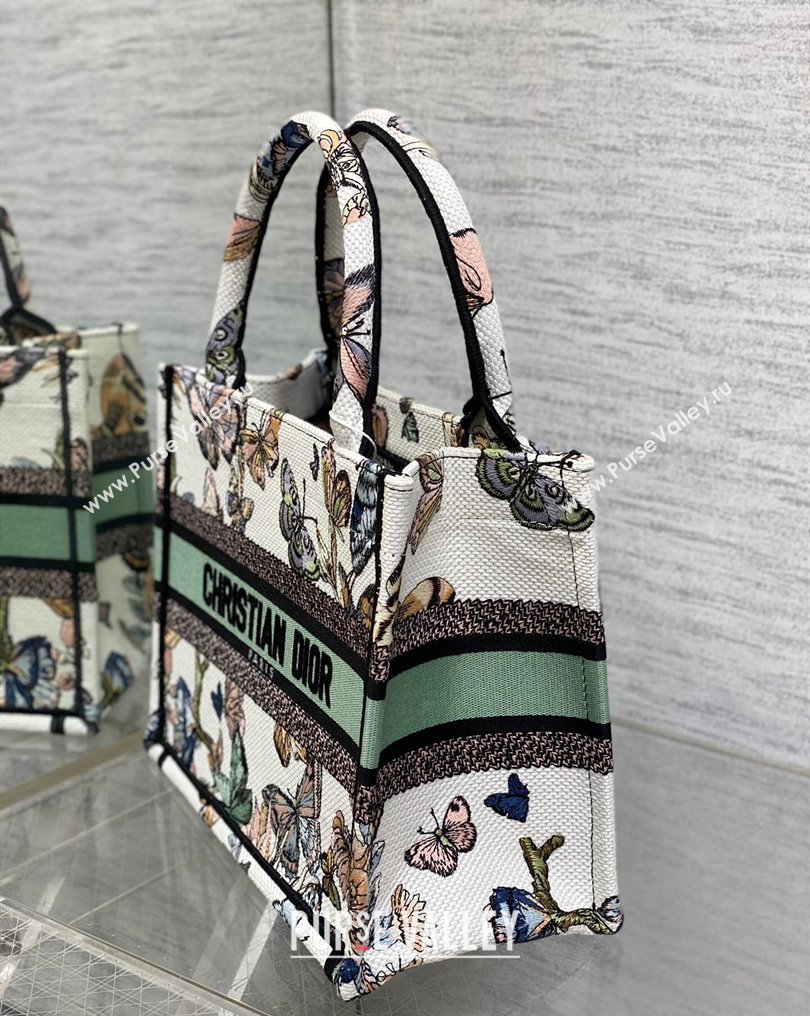 Dior Small Book Tote Bag in White Multicolor Toile de Jouy Mexico Embroidery (XXG-23112019)