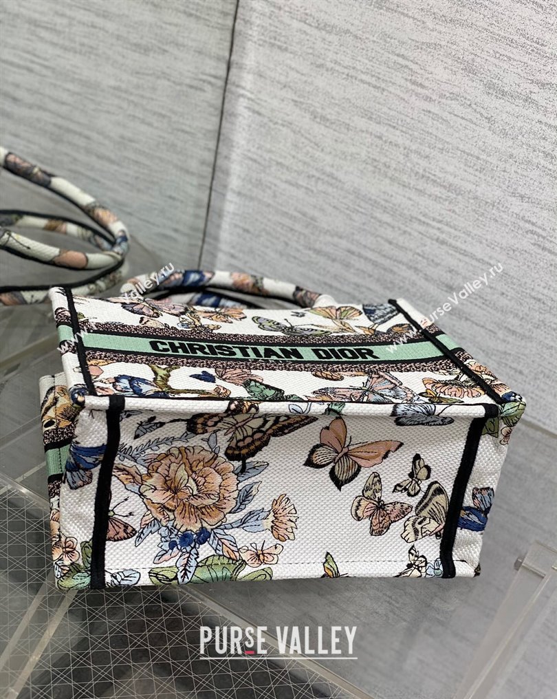 Dior Small Book Tote Bag in White Multicolor Toile de Jouy Mexico Embroidery (XXG-23112019)