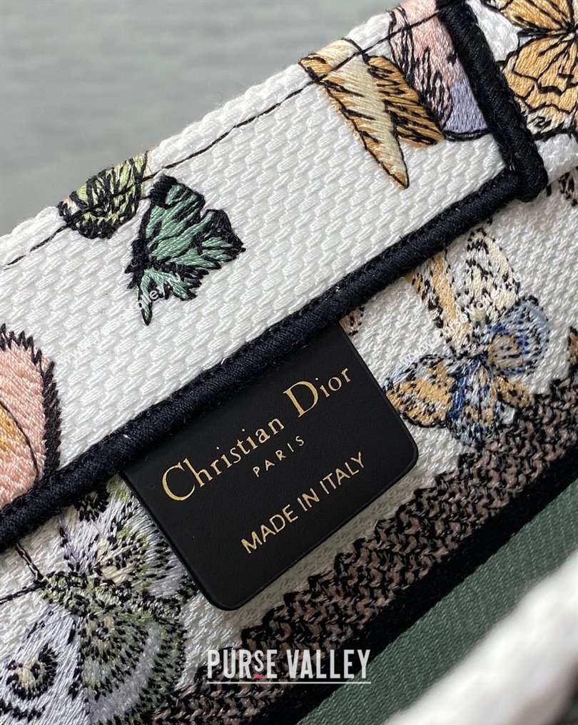 Dior Small Book Tote Bag in White Multicolor Toile de Jouy Mexico Embroidery (XXG-23112019)