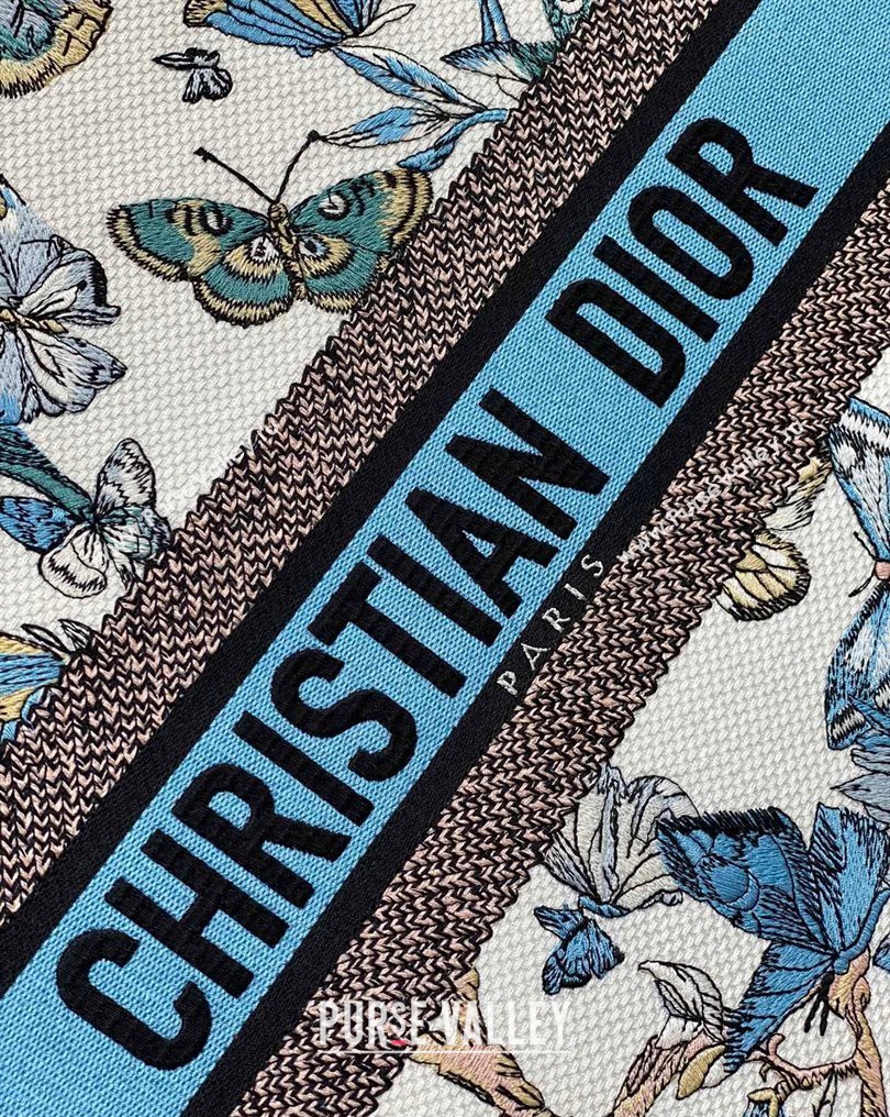 Dior Large Book Tote Bag in White and Pastel Midnight Blue Toile de Jouy Mexico Embroidery (XXG-23112015)