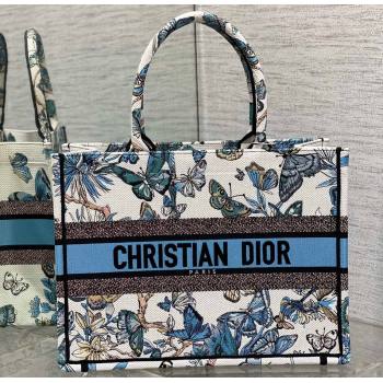 Dior Medium Book Tote Bag in White and Pastel Midnight Blue Toile de Jouy Mexico Embroidery (XXG-23112016)