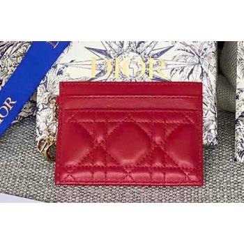 Dior Lady Dior Five-Slot Card Holder in Cannage Lambskin Red (XXG-23112010)