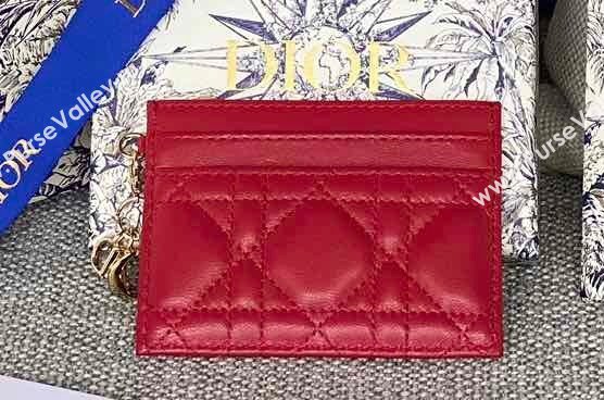 Dior Lady Dior Five-Slot Card Holder in Cannage Lambskin Red (XXG-23112010)