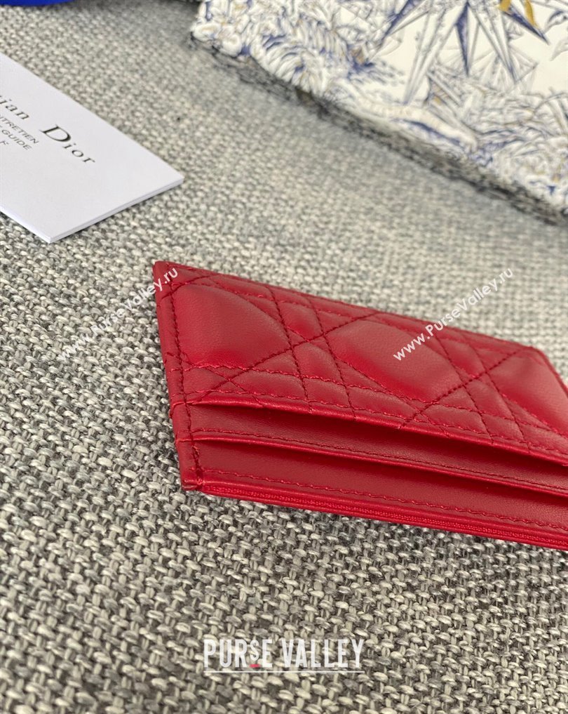 Dior Lady Dior Five-Slot Card Holder in Cannage Lambskin Red (XXG-23112010)