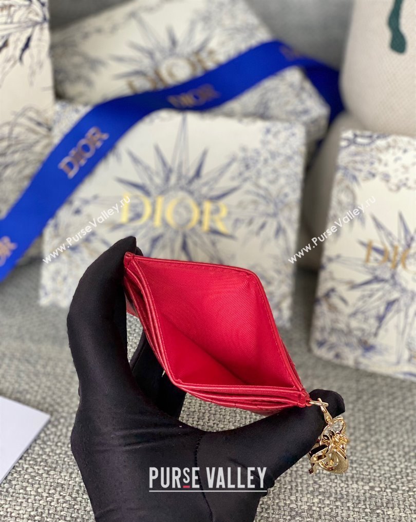 Dior Lady Dior Five-Slot Card Holder in Cannage Lambskin Red (XXG-23112010)