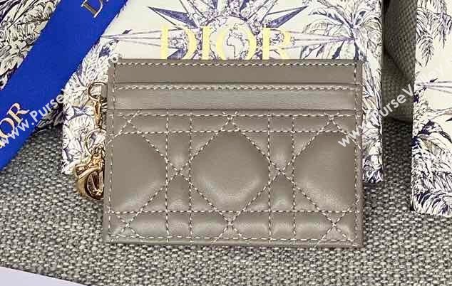 Dior Lady Dior Five-Slot Card Holder in Cannage Lambskin Gray (XXG-23112012)