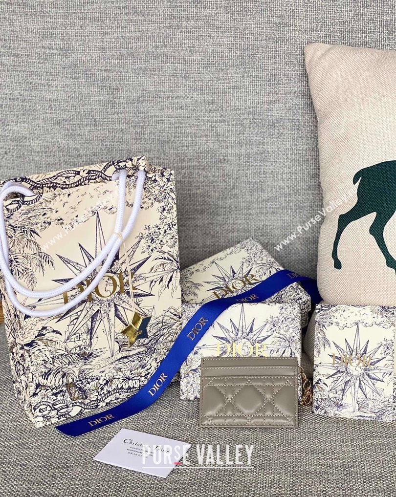 Dior Lady Dior Five-Slot Card Holder in Cannage Lambskin Gray (XXG-23112012)