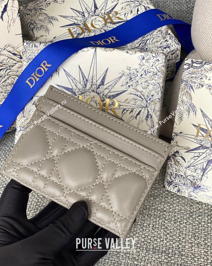 Dior Lady Dior Five-Slot Card Holder in Cannage Lambskin Gray (XXG-23112012)