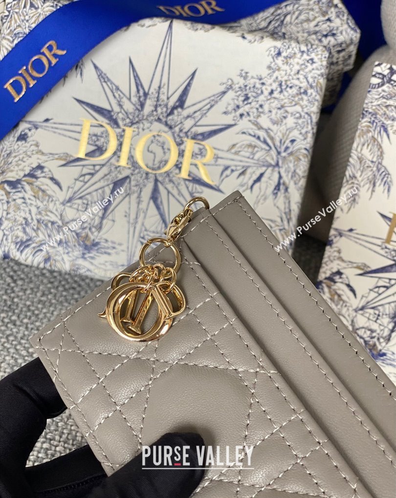 Dior Lady Dior Five-Slot Card Holder in Cannage Lambskin Gray (XXG-23112012)