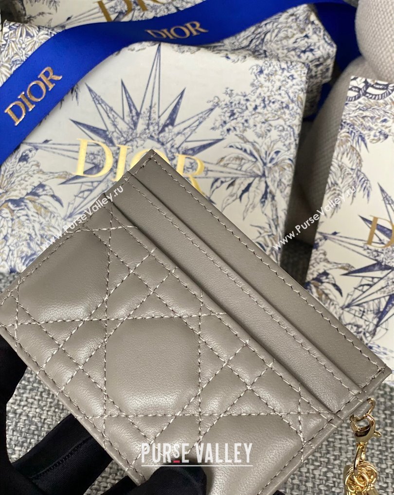 Dior Lady Dior Five-Slot Card Holder in Cannage Lambskin Gray (XXG-23112012)