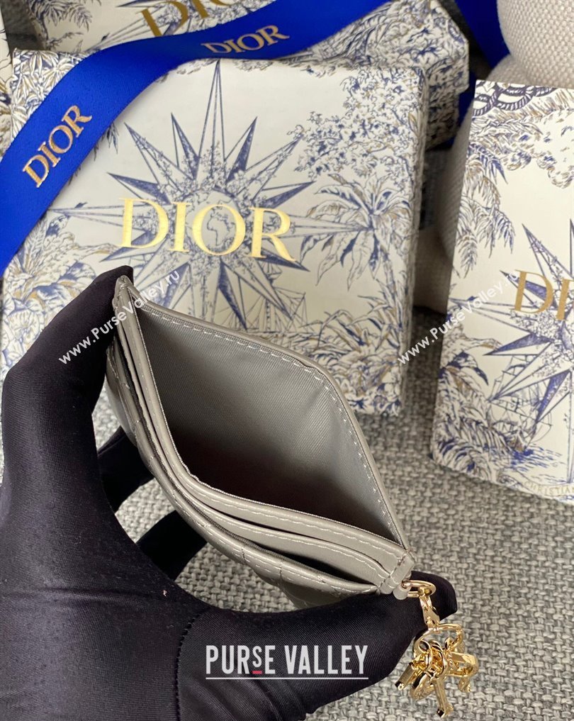 Dior Lady Dior Five-Slot Card Holder in Cannage Lambskin Gray (XXG-23112012)