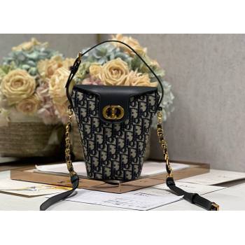 Dior 30 Montaigne Mini Bucket Bag In Blue Dior Oblique Jacquard and Calfskin 2024 (XXG-23112112)