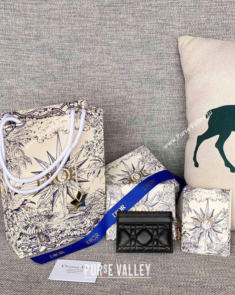 Dior Lady Dior Five-Slot Card Holder in Cannage Lambskin Black (XXG-23112009)