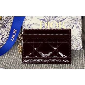 Dior Lady Dior Five-Slot Card Holder in Patent Cannage Calfskin Burgundy (XXG-23112005)