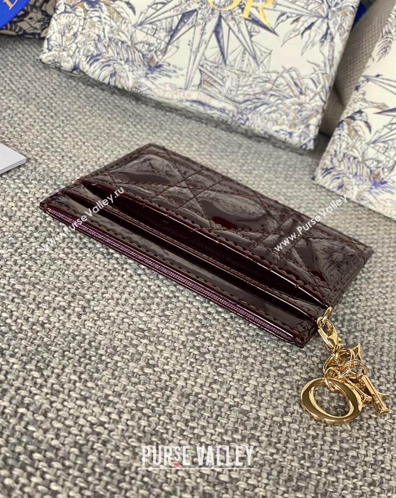 Dior Lady Dior Five-Slot Card Holder in Patent Cannage Calfskin Burgundy (XXG-23112005)