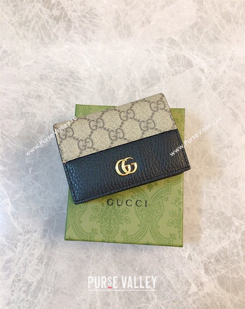 Gucci GG Marmont card case wallet 658610 Black (ziyin-23112117)