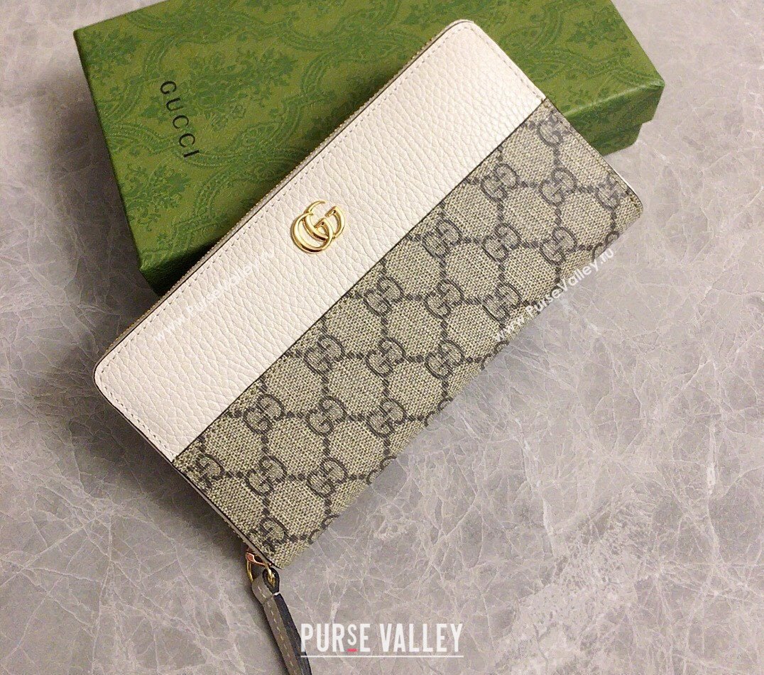 Gucci GG Marmont zip around wallet 456117 White (ziyin-23112108)