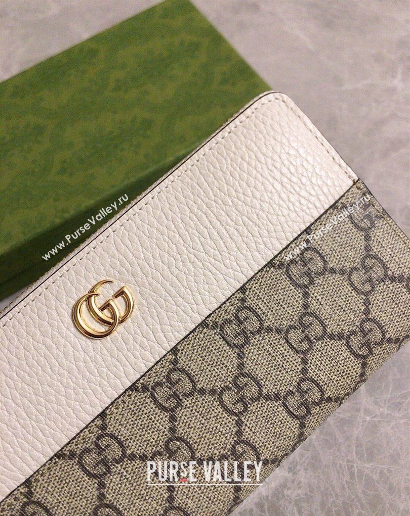 Gucci GG Marmont zip around wallet 456117 White (ziyin-23112108)