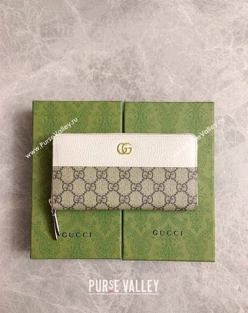 Gucci GG Marmont zip around wallet 456117 White (ziyin-23112108)