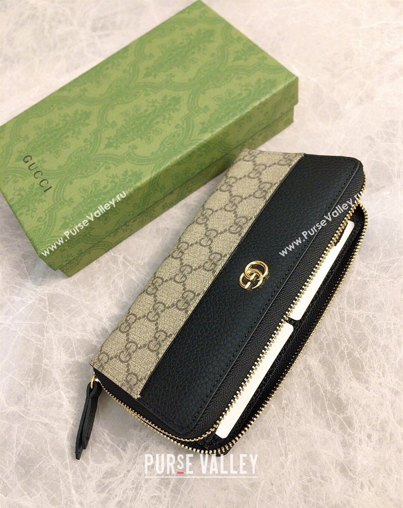 Gucci GG Marmont zip around wallet 456117 Black (ziyin-23112107)
