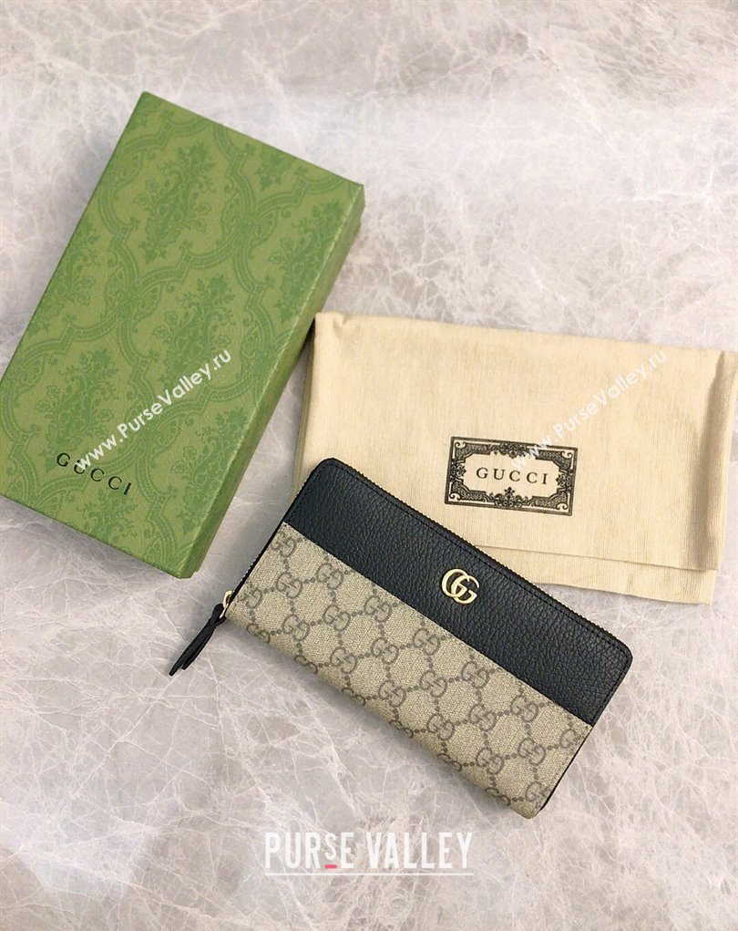 Gucci GG Marmont zip around wallet 456117 Black (ziyin-23112107)