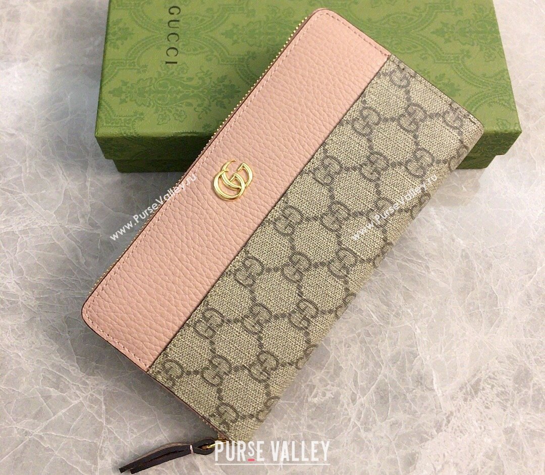Gucci GG Marmont zip around wallet 456117 Pink (ziyin-23112109)