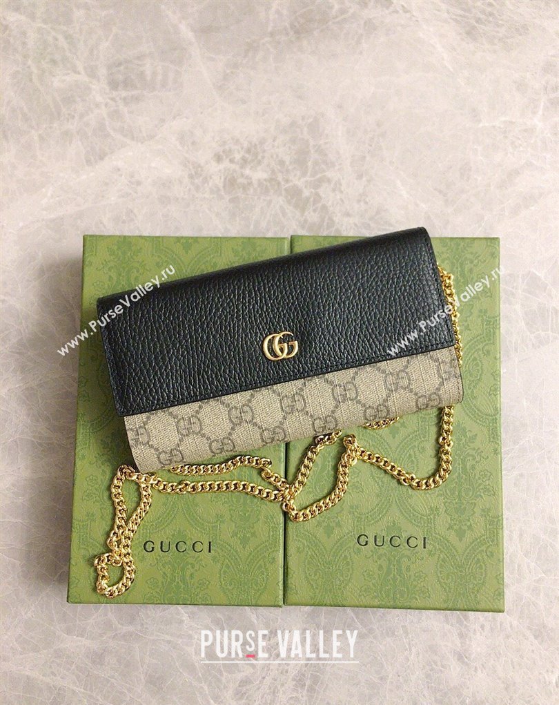Gucci GG Marmont chain wallet 546585 Black (ziyin-23112101)