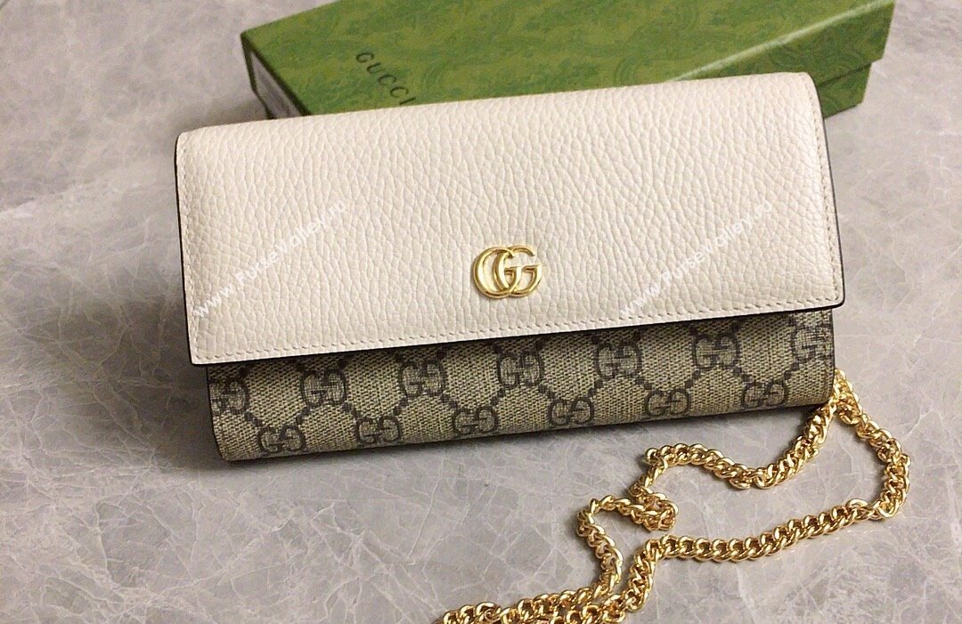 Gucci GG Marmont chain wallet 546585 White (ziyin-23112102)