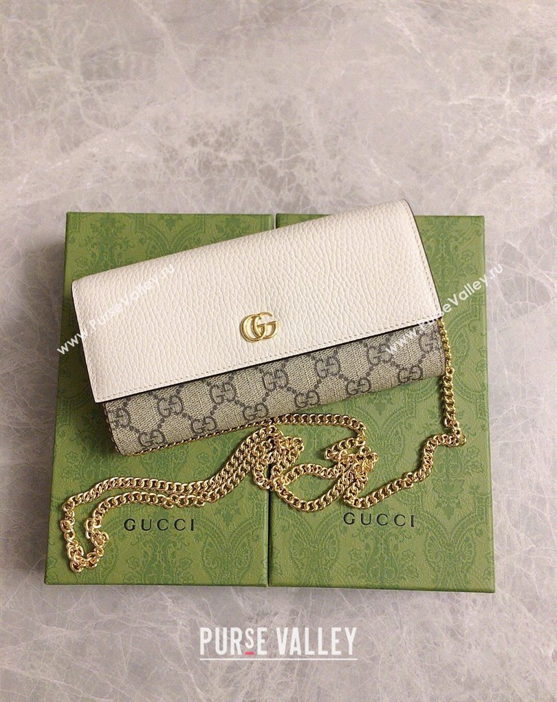 Gucci GG Marmont chain wallet 546585 White (ziyin-23112102)