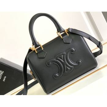 Celine SMALL BOSTON CUIR TRIOMPHE BAG in Smooth Calfskin Black (pin-23112101)