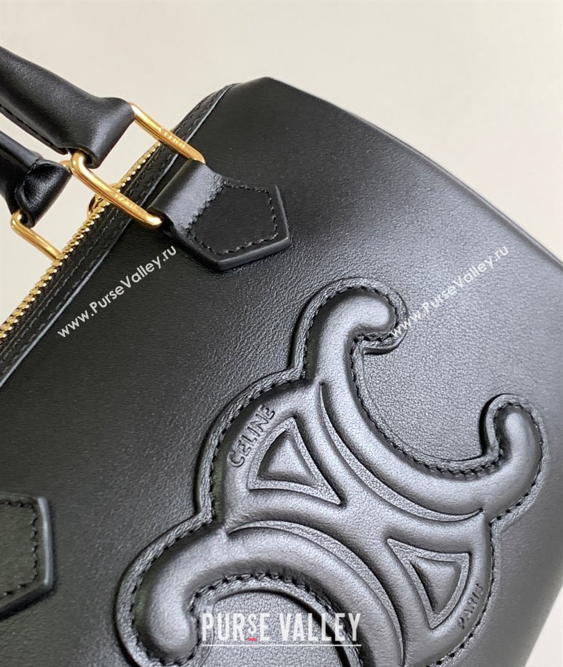 Celine SMALL BOSTON CUIR TRIOMPHE BAG in Smooth Calfskin Black (pin-23112101)