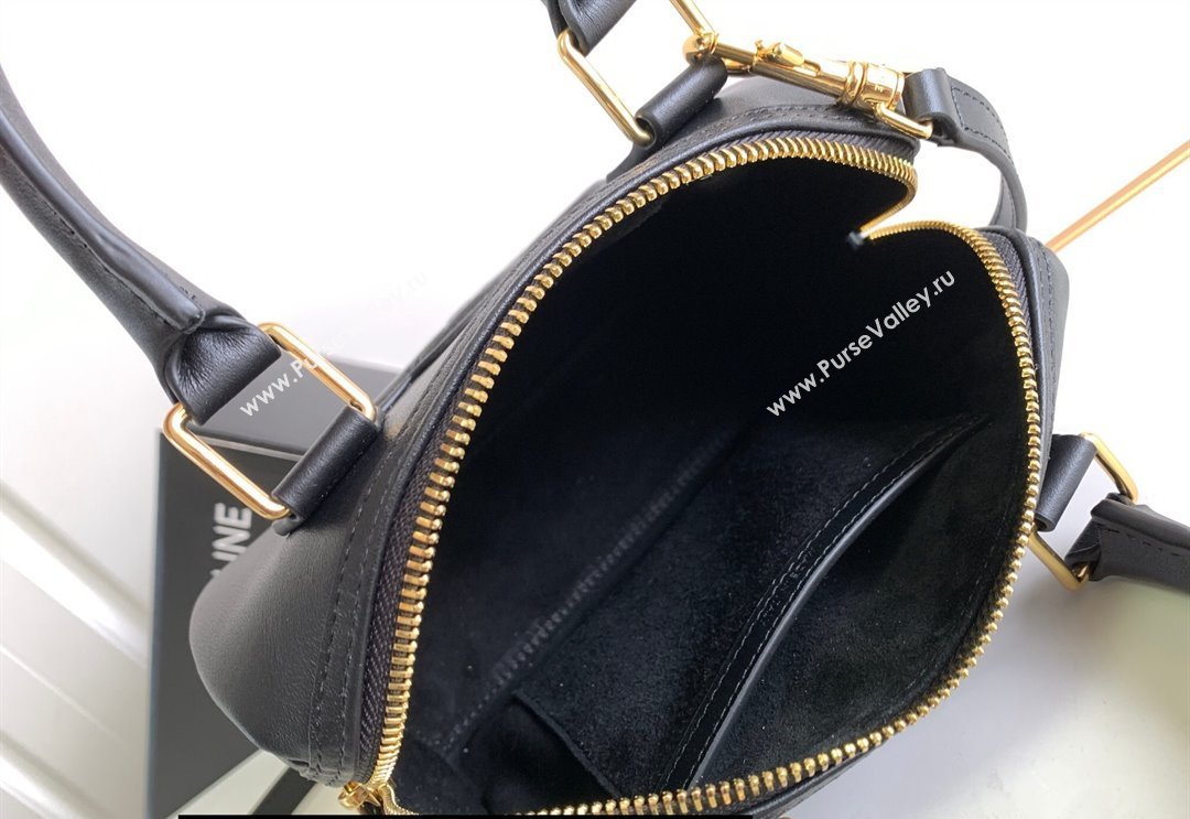 Celine SMALL BOSTON CUIR TRIOMPHE BAG in Smooth Calfskin Black (pin-23112101)