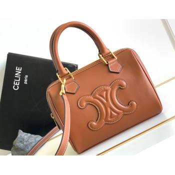 Celine SMALL BOSTON CUIR TRIOMPHE BAG in Smooth Calfskin Tan (pin-23112102)