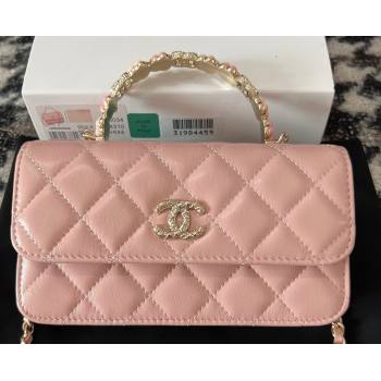 Chanel Mini Flap Bag with Flower Top Handle A96034 Pink 2024 (jiyuan-23112209)
