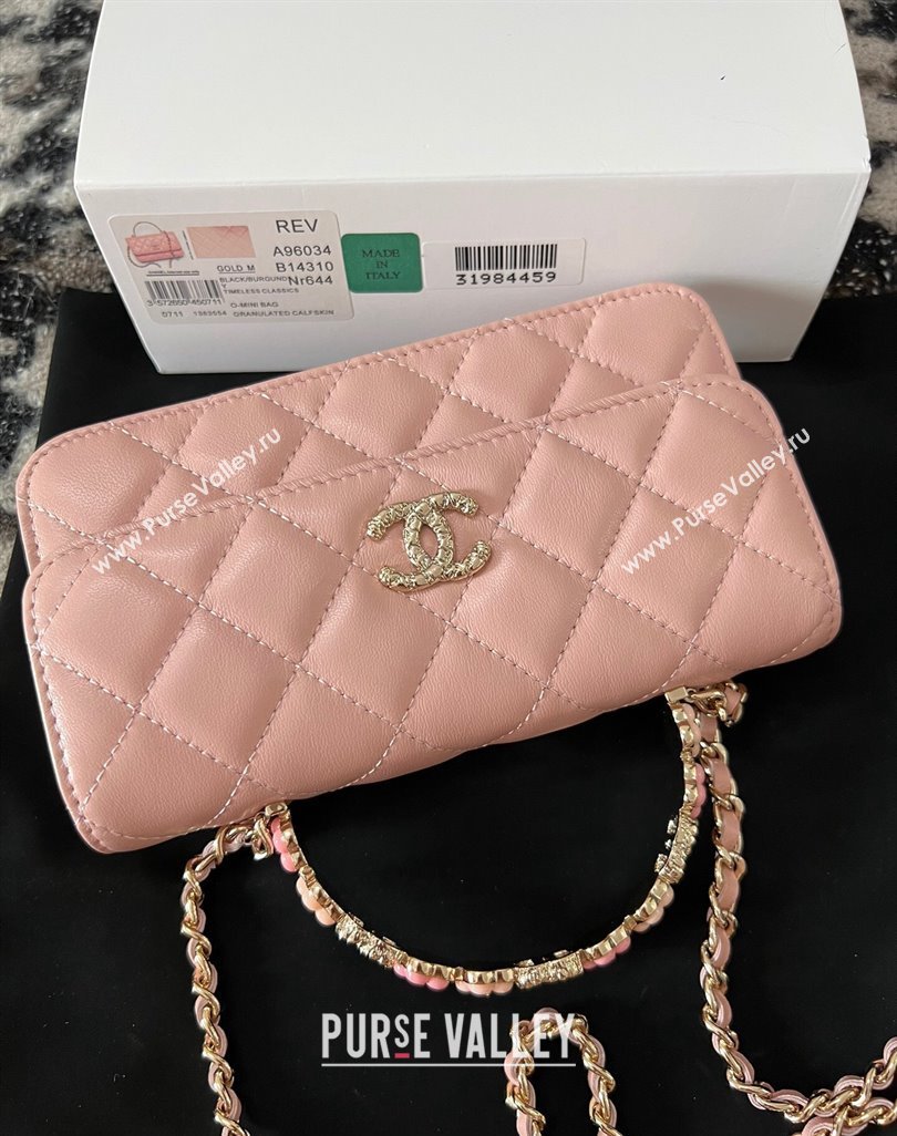Chanel Mini Flap Bag with Flower Top Handle A96034 Pink 2024 (jiyuan-23112209)