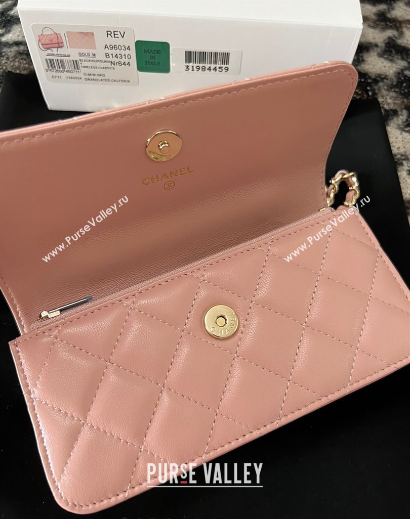 Chanel Mini Flap Bag with Flower Top Handle A96034 Pink 2024 (jiyuan-23112209)