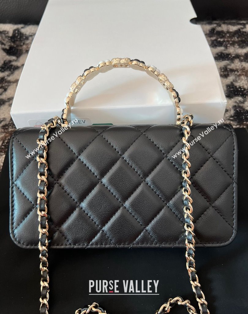 Chanel Mini Flap Bag with Flower Top Handle A96034 Black 2024 (jiyuan-23112207)