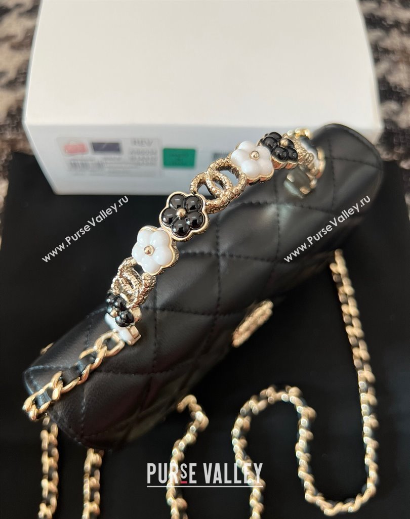 Chanel Mini Flap Bag with Flower Top Handle A96034 Black 2024 (jiyuan-23112207)