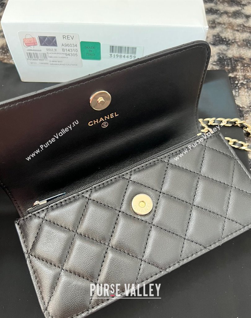 Chanel Mini Flap Bag with Flower Top Handle A96034 Black 2024 (jiyuan-23112207)