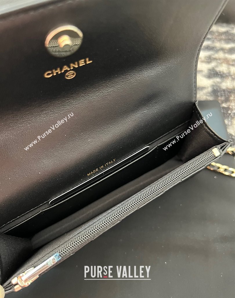 Chanel Mini Flap Bag with Flower Top Handle A96034 Black 2024 (jiyuan-23112207)