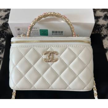 Chanel Small Vanity Case Bag with Flower Top Handle A96035 White 2024 (jiyuan-23112202)