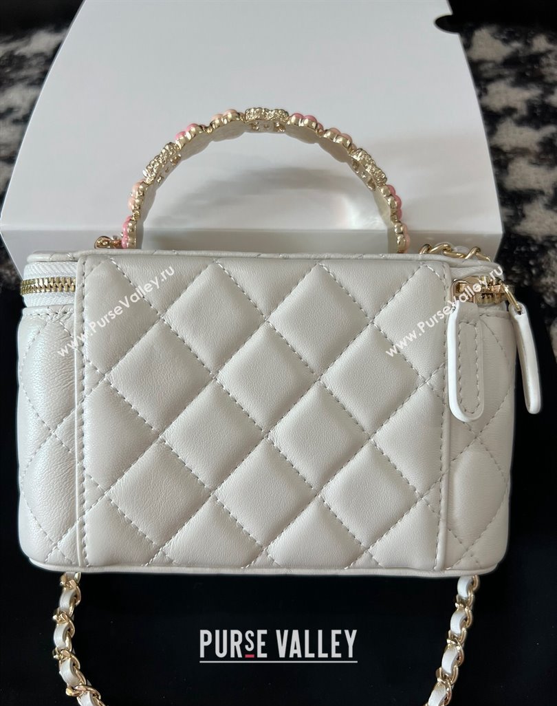 Chanel Small Vanity Case Bag with Flower Top Handle A96035 White 2024 (jiyuan-23112202)