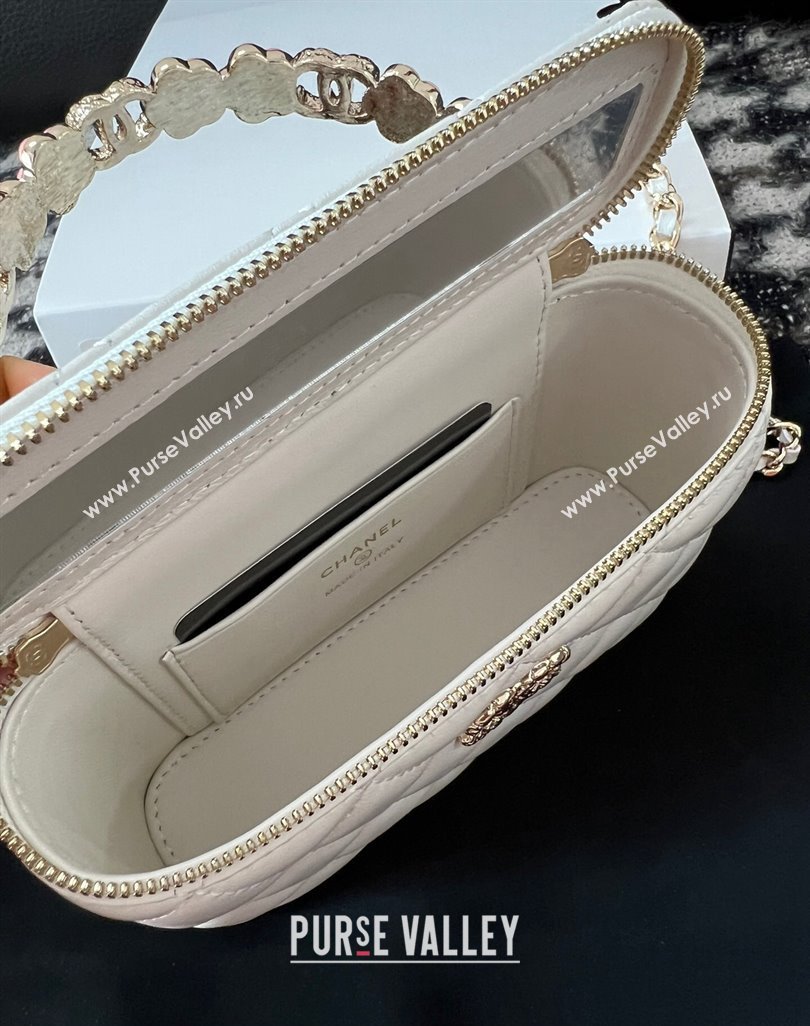 Chanel Small Vanity Case Bag with Flower Top Handle A96035 White 2024 (jiyuan-23112202)