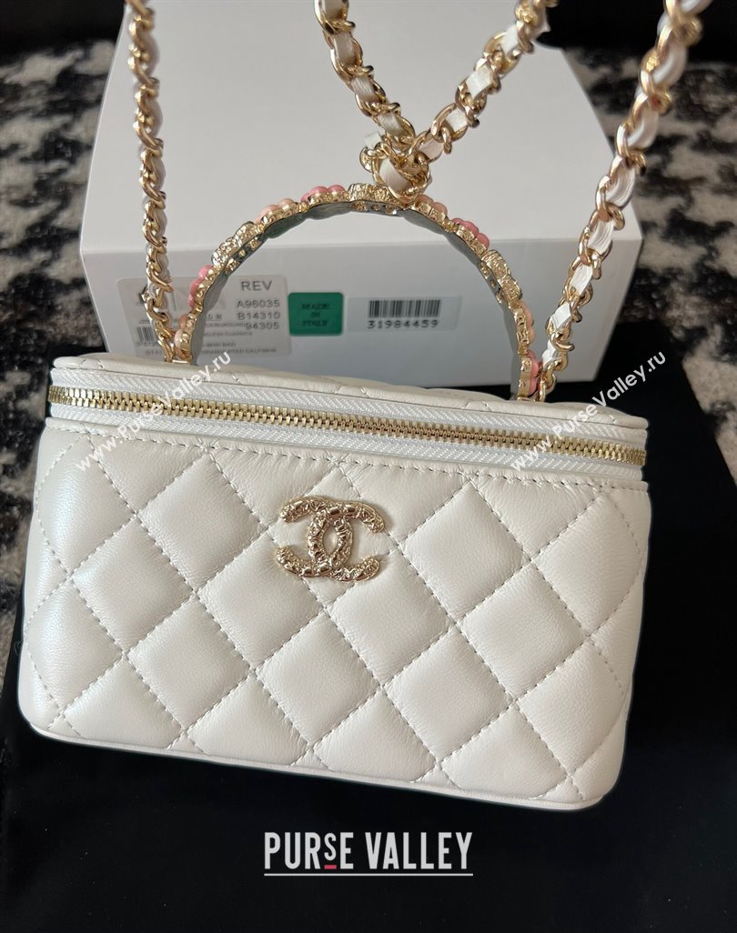 Chanel Small Vanity Case Bag with Flower Top Handle A96035 White 2024 (jiyuan-23112202)
