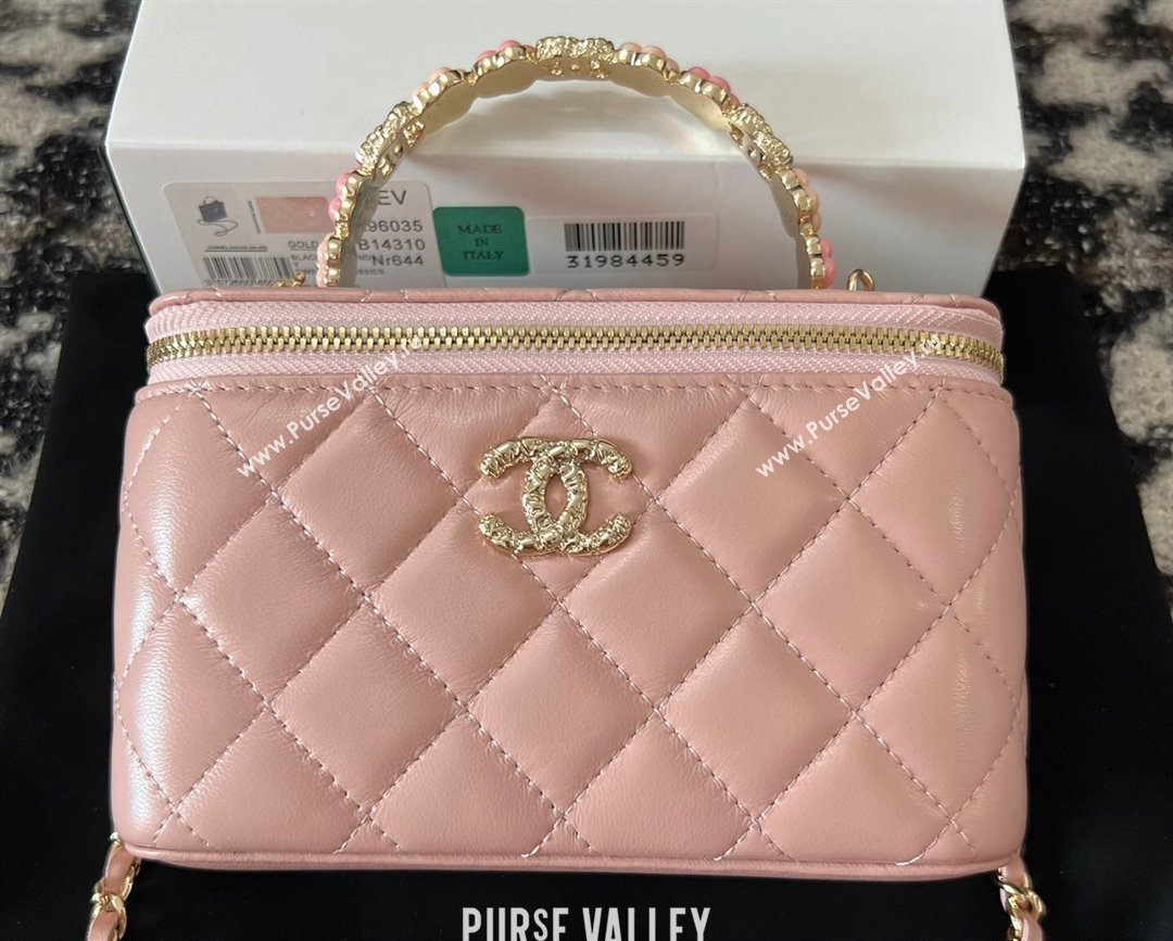 Chanel Small Vanity Case Bag with Flower Top Handle A96035 Pink 2024 (jiyuan-23112203)