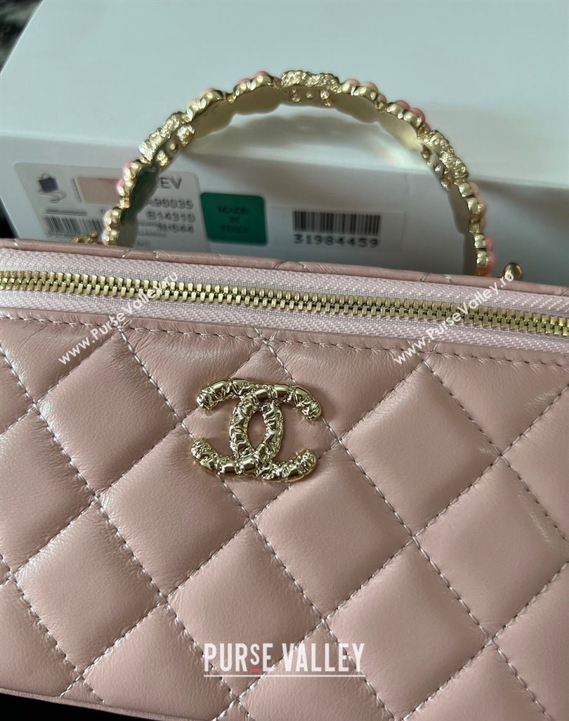 Chanel Small Vanity Case Bag with Flower Top Handle A96035 Pink 2024 (jiyuan-23112203)